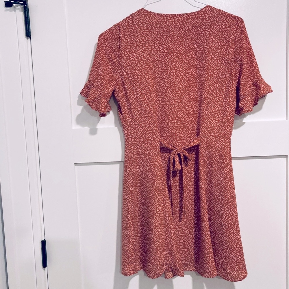 Nwot Castana Rust Red Print Button-Up Dress Xs - image 4